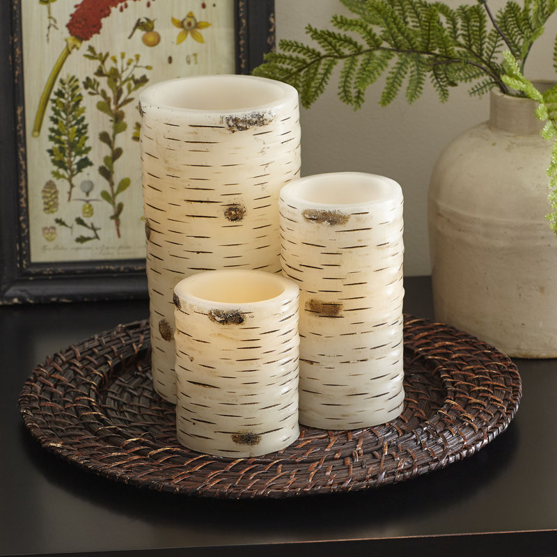 Birch Bark Flameless Pillar Candle & Reviews Birch Lane